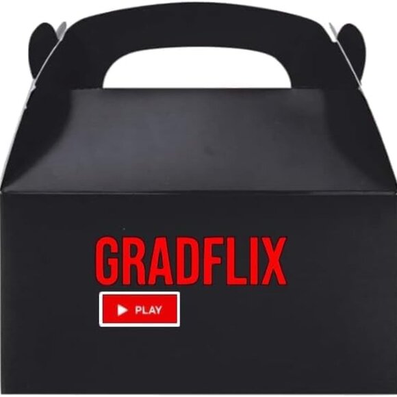 Gradflix Movie Theme Party Custom Gabel Favor Boxes, Graduation party Favors Bla - Picture 1 of 3